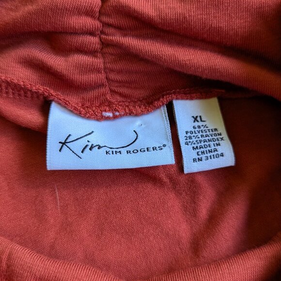 Kim Rogers Rust 3/4 Sleeve Mock Neck Top XL Casual Stretch NWT - Picture 5 of 6